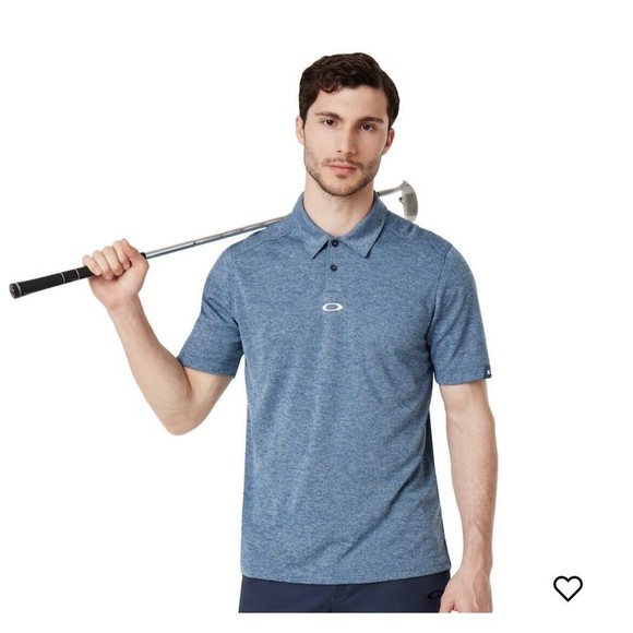 Oakley Polo Shirt Mens Size XL Ensign Blue Light Heather Golf Shirt - Picture 12 of 12